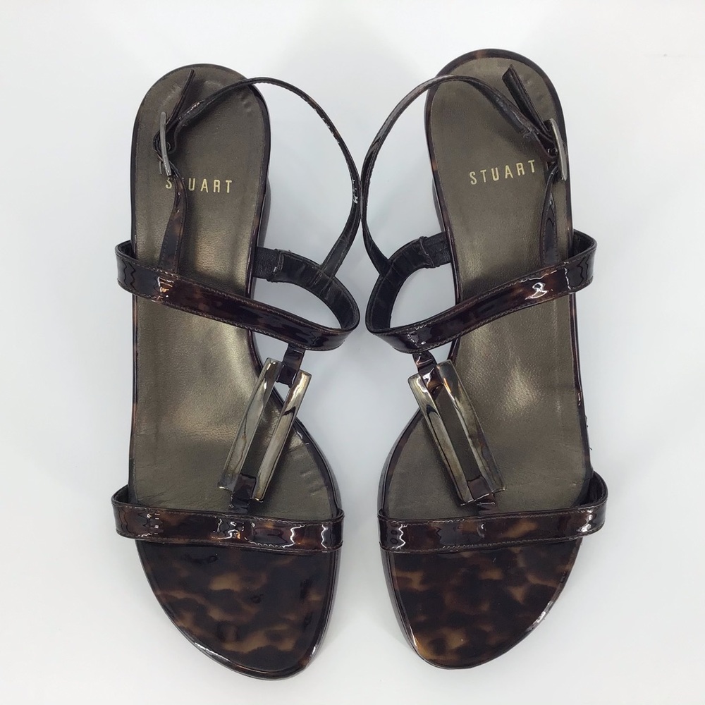 Stuart Weitzman Tortoise Shell Wedge Sandals, 6.5